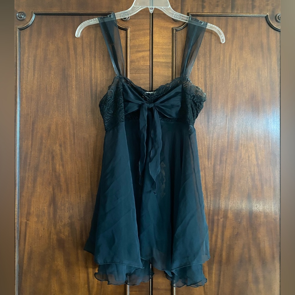 Victoria's Secret Black Sheer Lace Chemise